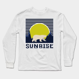 minimalistic yellow sunrise with polar bear Long Sleeve T-Shirt